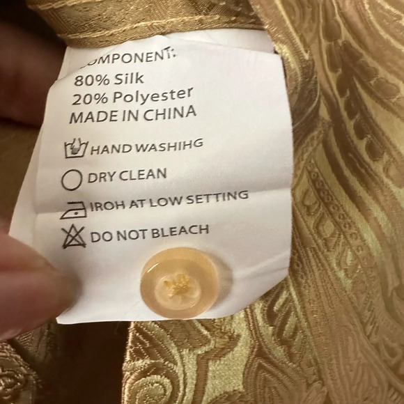 BARRY.WANG Men’s Woven Paisely Silk LS Button Down Small Dress Shirt BNWT - Picture 7 of 9